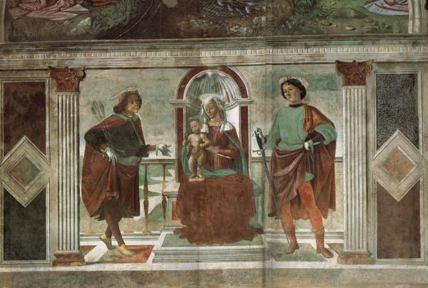 Domenicho Ghirlandaio Thronende Madonna mit den Heiligen Sebastian und julianus Spain oil painting art